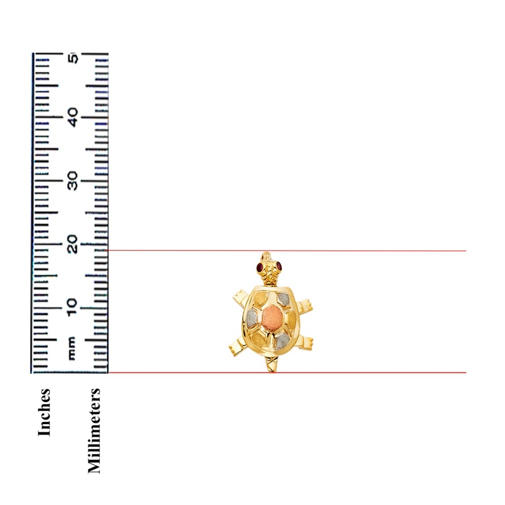 14K Tri Color Turtle Pendant - Picture 3 of 4